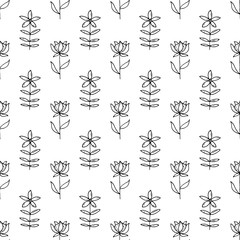 Poster - Hand Drawn flower doodle. Sketch style icon. Decoration element. Isolated on white background. Flat design. Vector illustration