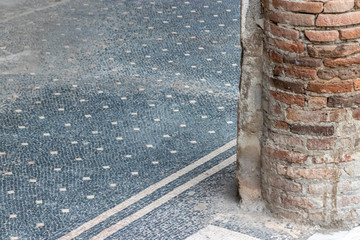 Herculaneum, Campania, Italy - April 21, 2019: The remains of Herculaneum after the eruption of Vesuvius in 79 AD