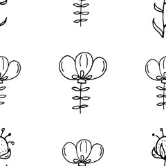 Poster - Hand Drawn flower doodle. Sketch style icon. Decoration element. Isolated on white background. Flat design. Vector illustration