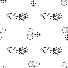 Poster - Hand Drawn flower doodle. Sketch style icon. Decoration element. Isolated on white background. Flat design. Vector illustration