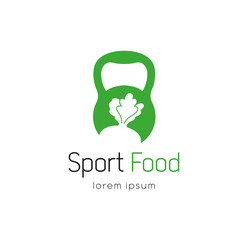 Wall Mural - sport food logo design template with weight. isolated drawing for use as an icon, logo, identity, in