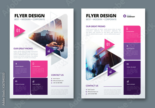 Colorful Business Flyer Layout With Triangle Elements Buy This Stock Template And Explore Similar Templates At Adobe Stock Adobe Stock