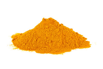 Wall Mural - Turmeric (Curcuma) powder isolated on white background. Curry powder.