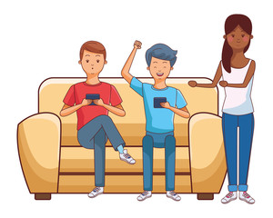 Wall Mural - Millennials and smartphones