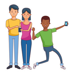 Wall Mural - Millennials and smartphones