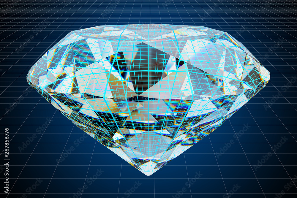 Visualization 3d cad model of diamond, 3D rendering Stock Illustration ...