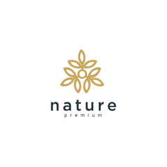Aufkleber - Flower abstract Logo design vector template Linear style.