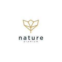 Poster - Flower abstract Logo design vector template Linear style.