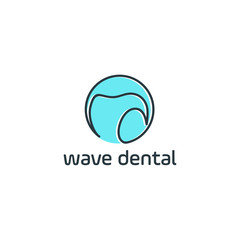 Poster - Wave Dental Clinic Logo Tooth abstract design vector template Linear style
