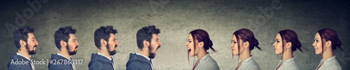 Fotografía Young couple, man and woman, fighting and shouting at each other