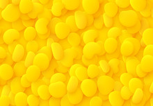 Yellow Bright Background. Design Elements Of The Liquid Rounded Plastic Shapes, Smooth Sea Stones, Flat Liquid Splash Bubble.