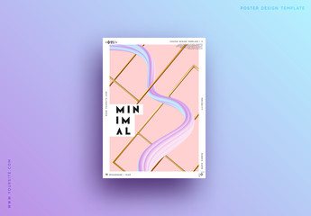 Poster - Abstract minimal background. Geometric 3d shapes. Modern poster Design Art composition realistic metal objects.