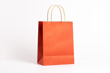 orange shopping bag isolated on white background.