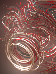 Poster - Interlacing abstract pink colored curves. Computer generated geometric pattern. 3D rendering