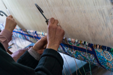 Kashmiri handmade persian carpets weaves making carpet is a native weaving craft of Kashmir skilled weavers highly quality