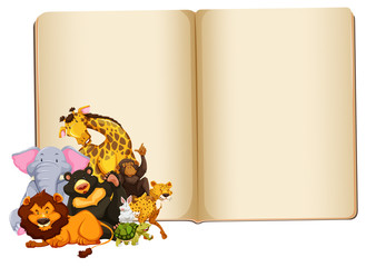 Wall Mural - wild animal on blank book template