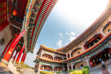 Wall Mural - Bang Bua Thong,Nonthaburi, Thailand - 17 January 2019: Borom Racha Kanchanaphisek Temple (Leng Nei Yi Temple 2) place of worship for Chinese descent. Designed with Chinese architecture