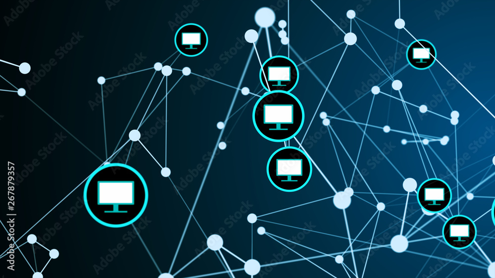 Computer screen monitor link connection network structure graphic ...