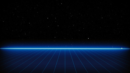 Wall Mural - retro sci-fi background futuristic landscape of the 80`s. digital cyber surface. suitable for design