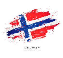 Wall Mural - Flag of Norway. Vector illustration on white background. Brush strokes