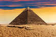 The Pyramid of Khafre, beautiful sunset view