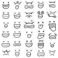 Wall Mural - vector set of cartoon face