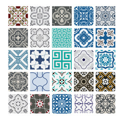 Wall Mural - vintage tiles Portuguese patterns antique seamless design in Vector illustration
