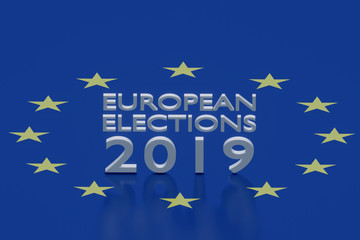 3D ILLUSTRATION OF EUROPEAN ELECTION 2019 