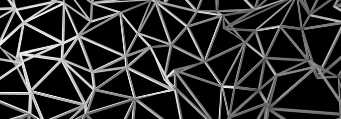 Poster - 3d ILLUSTRATION WIRE DESIGN, of abstract crystal background, triangular texture, wide panoramic for wallpaper