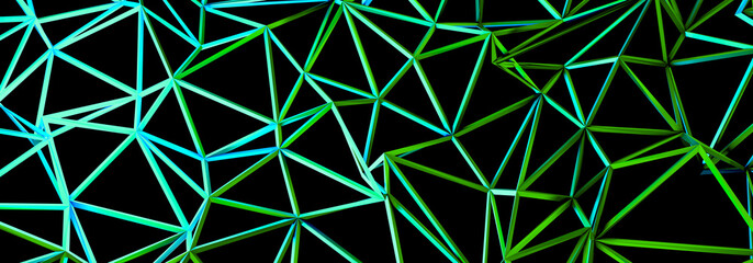 Poster - 3d ILLUSTRATION WIRE DESIGN, of abstract crystal background, triangular texture, wide panoramic for wallpaper