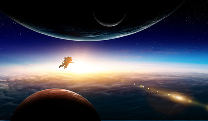 Wall Mural - abstract planets and space background