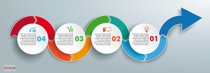 Wall Mural - 4 circles wave infographic header