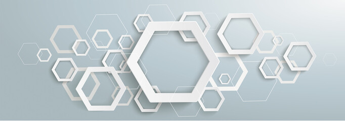 Wall Mural - abstract futuristic hexagons gray header