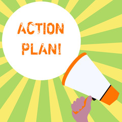 Text sign showing Action Plan. Business photo text proposed strategy or course of actions for certain time