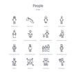 © zaurrahimov - set of 16 people concept vector line icons such as monologue, chat group, relations, matrix, businessman with dollar money, businessmen hierarchy, businessman with financial message about dollar,