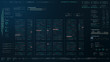 © Kittiphat - Futuristic source code digital data telemetry motion graphic display screen with user interface display for digital background computer desktop display screen