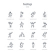 © zaurrahimov - set of 16 feelings concept vector line icons such as good human, grateful human, great human, guilty happy heartbroken helpless hopeful 64x64 thin stroke icons