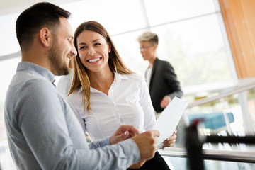 Poster - Picture of business colleagues talking in office