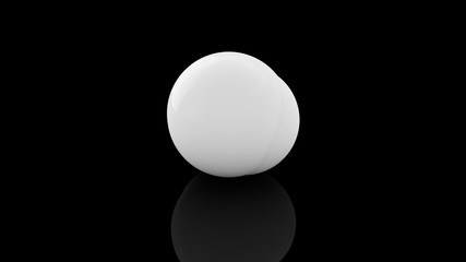 Poster - 3D rendering of a white ball on a black background from which many white spheres are squeezed out. The idea of fission, chemical reaction, atomic decay. A beautiful illustration of the perfect spheres
