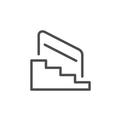 Stairs and railing line outline icon