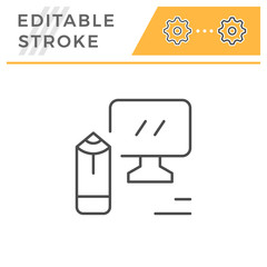 Wall Mural - Online education editable stroke line icon