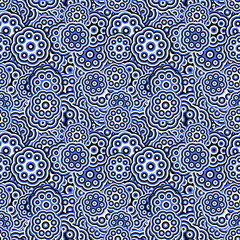 Poster - Seamless geometric floral pattern background design - color vector graphic from stylized flowers