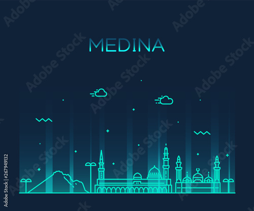 Fotografía Medina skyline Saudi Arabia vector linear style