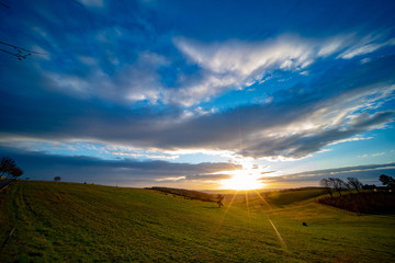 Sticker - Sunrise in spring field at early morning