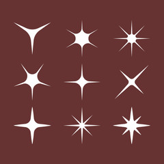 Wall Mural - Sparkle, star icon set. Vector illustration, flat design.