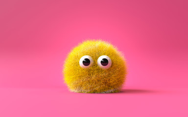 3d cute furry monster,3d cartoon character