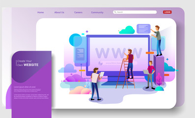Wall Mural - web design homepage concept of desktop illustration. business strategy, analytics and brainstorming.