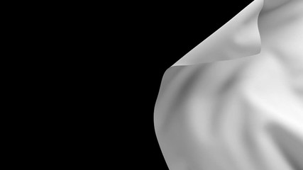 Poster - 3d render of cloth simulation that cover screen and flow away. Transition footage with luma mask for compositing and blending.