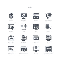 Poster - set of 16 vector icons such as page setting interface, feature, folder management, color scheme, edi