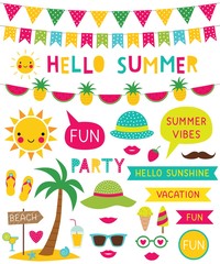 Sticker - Hello summer beach decoration set